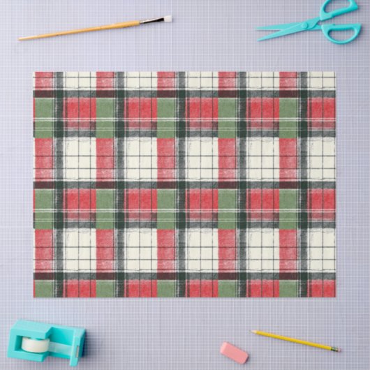 Classic distressed green and red plaid tissuepapier (Craft)