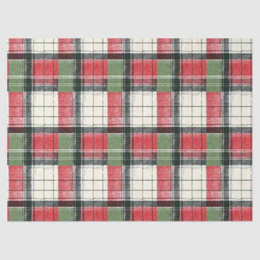Classic distressed green and red plaid tissuepapier (Voorkant)