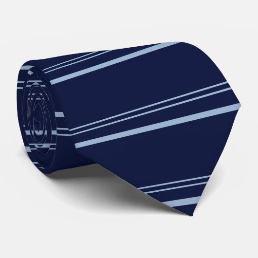 Classic Donkerblauw en Lichtblauw Gestreept Mannen Stropdas (Opgerold)