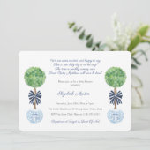 Classic Donkerblauw en wit Jongen Baby shower Part Kaart (Staand voorkant)