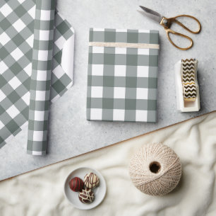 Classic Donkergroen Gingham Pattern Cadeaupapier