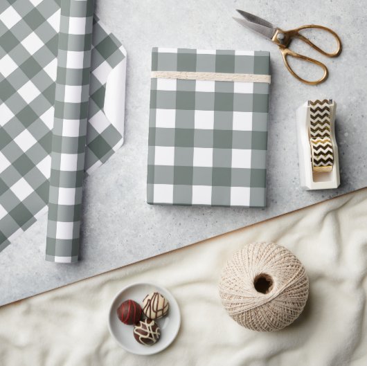 Classic Donkergroen Gingham Pattern Cadeaupapier (Crafts)