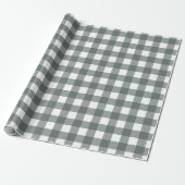 Classic Donkergroen Gingham Pattern Cadeaupapier (Uitgerold)