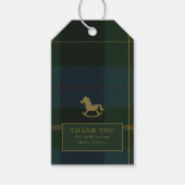 Classic Donkergroen Plaid Equestrian Baby shower Cadeaulabel (Voorkant)