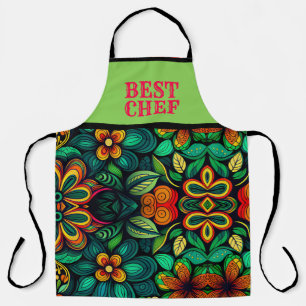 CLASSIC DOODLE ART OF FLOWERS "BEST CHEF" SCHORT