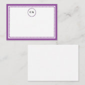 Classic Dotted Frame withe Initials & Purple  Notitiekaartje (Voorkant / Achterkant)