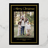 Classic Double Border Black 2 Photo Folie Feestdagenkaart (Voorkant)