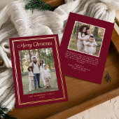 Classic Double Border Cranberry 2 Photo Folie Feestdagenkaart