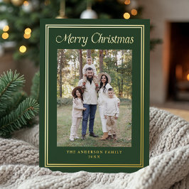 Classic Double Border Forest Green 2 Photo Folie Feestdagenkaart