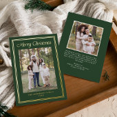 Classic Double Border Forest Green 2 Photo Folie Feestdagenkaart