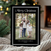 Classic Double Border Frame Black 2 Photo Feestdagenkaart