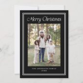 Classic Double Border Frame Black 2 Photo Feestdagenkaart (Voorkant)