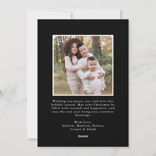 Classic Double Border Frame Black 2 Photo Feestdagenkaart (Achterkant)