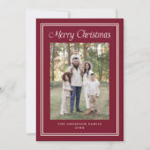 Classic Double Border Frame Cranberry 2 Photo Feestdagenkaart (Voorkant)