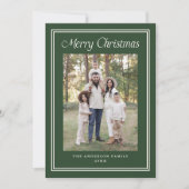 Classic Double Border Frame Forest Green 2 Photo Feestdagenkaart (Voorkant)