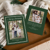 Classic Double Border Frame Forest Green 2 Photo Feestdagenkaart