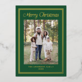 Classic Double Border Green 2 Photo Folie Feestdagenkaart (Voorkant)