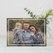 Classic Double Border Merry Christmas Photo Feestdagenkaart (Staand voorkant)