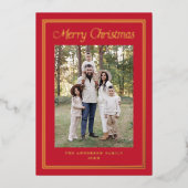 Classic Double Border Red 2 Photo Folie Feestdagenkaart (Voorkant)