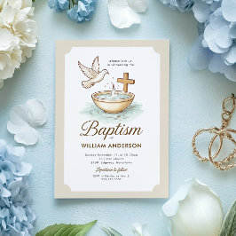 Classic Dove & Cross Doop Uitnodiging