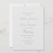 Classic Dove Grey Linen Wedding Script Invitation Kaart (Voorkant)