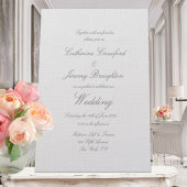 Classic Dove Grey Linen Wedding Script Invitation Kaart
