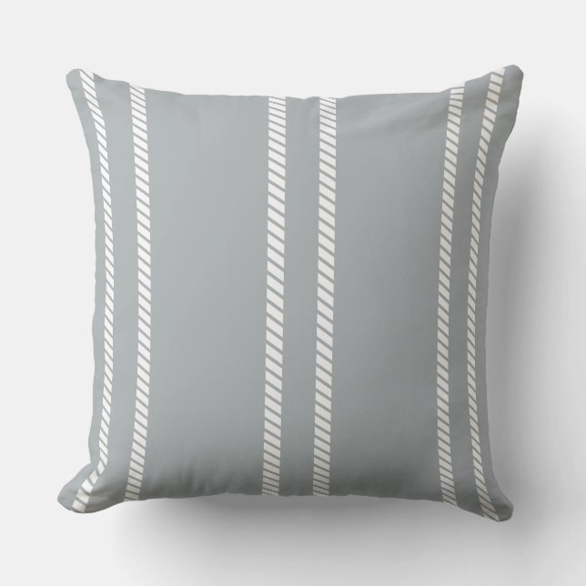 Classic Dove Grey with Stripes Throw Pillow Kussen (Voorkant)