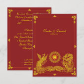 Classic dragon phoenix chinese huwelijksuitnodigin RSVP kaartje (Voorkant / Achterkant)