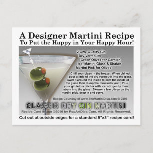 Classic Dry Gin Martini Recept Briefkaart
