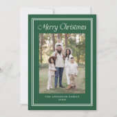 Classic Dubbele Grens Lijst Groen 2 Foto Feestdagenkaart (Voorkant)