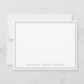 Classic Dubbele Rand Sage Groene Nota Kaart Notitiekaartje (Voorkant)