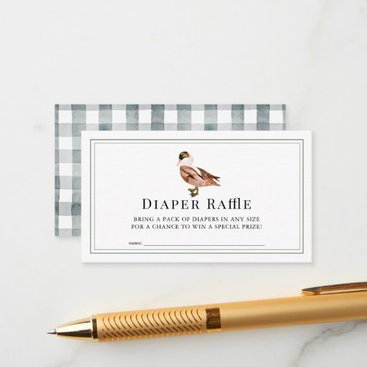 Classic Duck / Mallard Witte Luier Raffle Ticket Informatiekaartje (Voorkant / Achterkant in situ)