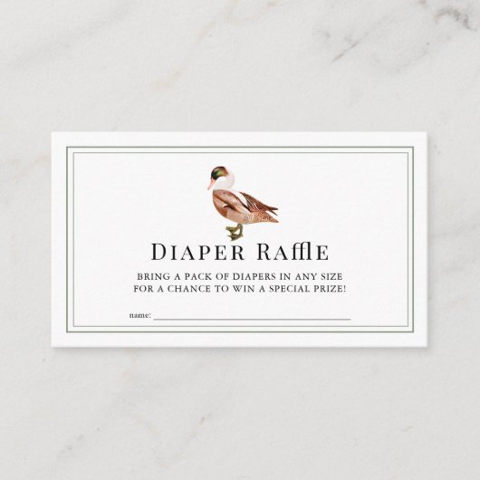 Classic Duck / Mallard Witte Luier Raffle Ticket Informatiekaartje (Voorkant)