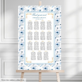 Classic Dusty Blue Boho Gold Glitter Zitplaatdiagr Poster