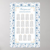 Classic Dusty Blue Boho Gold Glitter Zitplaatdiagr Poster (Voorkant)