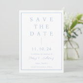 Classic Dusty Blue Border | Eenvoudig Elegant Save The Date (Staand voorkant)