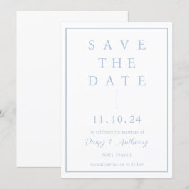 Classic Dusty Blue Border | Eenvoudig Elegant Save The Date