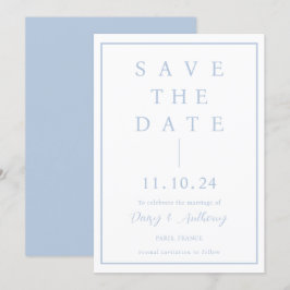 Classic Dusty Blue Border | Eenvoudig Elegant Save The Date