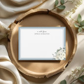 Classic Dusty Blue Border Floral  Notitiekaartje