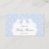 Classic Dusty Blue Bow Baby shower Luier Raffle Informatiekaartje (Achterkant)