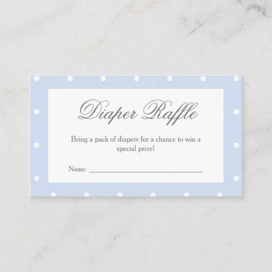 Classic Dusty Blue Bow Baby shower Luier Raffle Informatiekaartje (Voorkant)