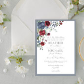Classic Dusty Blue Burgundy Waterverf Floral Kaart