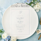 Classic Dusty Blue Calligraphy Monogram Weddenscha Acryl Uitnodigingen