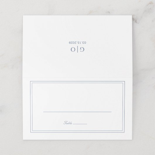 Classic Dusty Blue Elegant Wedding Plaatskaartje (Buitenkant ongevouwen)