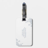 Classic Dusty Blue Floral Crest Monogram Bagagelabel (Achterkant verticaal)