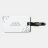 Classic Dusty Blue Floral Crest Monogram Bagagelabel (Achterkant horizontaal)