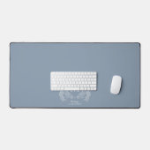 Classic Dusty Blue Floral Crest Monogram Bureaumat (Keyboard & Muis)