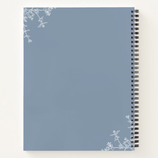 Classic Dusty Blue Floral Crest Monogram Journal Notitieboek (Achterkant)