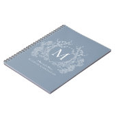 Classic Dusty Blue Floral Crest Monogram Notitiebo Notitieboek (Linkerzijde)