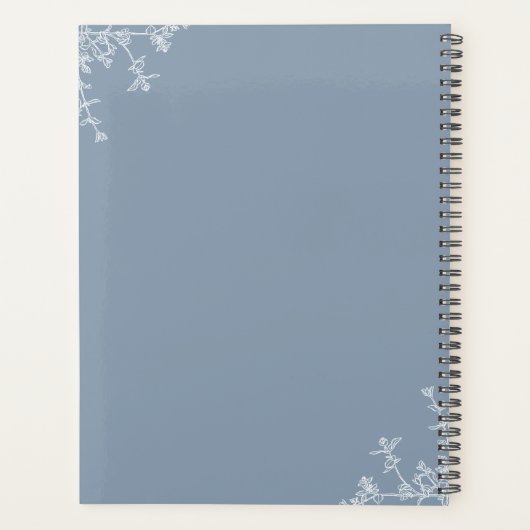 Classic Dusty Blue  Floral Crest Monogram Planner (Achterkant)